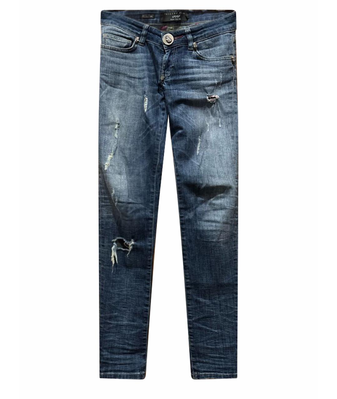 PHILIPP PLEIN Синие хлопковые джинсы слим, фото 1