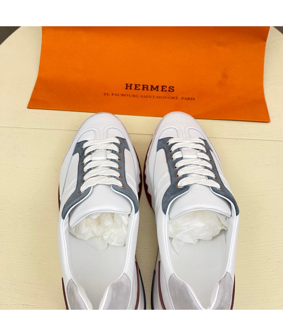HERMES Белые кожаные низкие кроссовки / кеды, фото 6