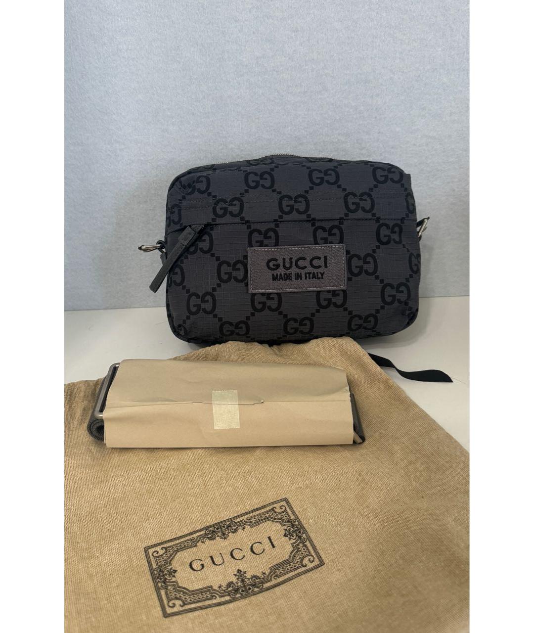 GUCCI Серая тканевая сумка на плечо, фото 2
