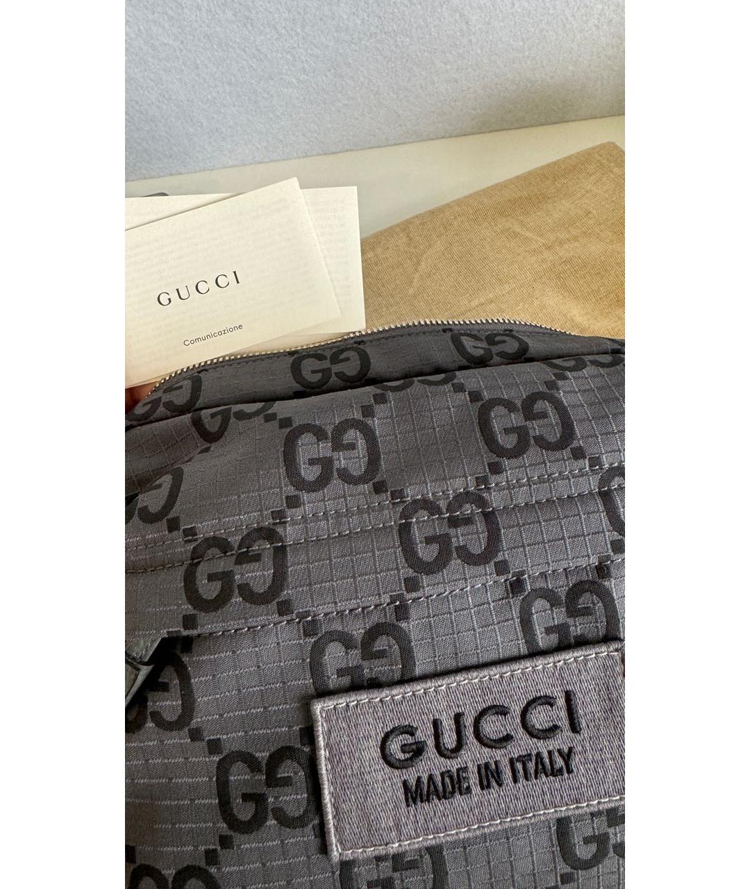 GUCCI Серая тканевая сумка на плечо, фото 6