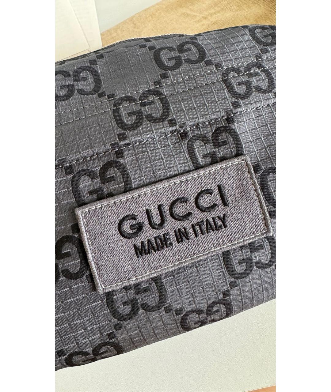 GUCCI Серая тканевая сумка на плечо, фото 9