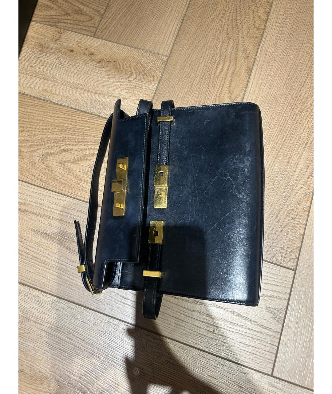 SAINT LAURENT Черная кожаная сумка с короткими ручками, фото 2