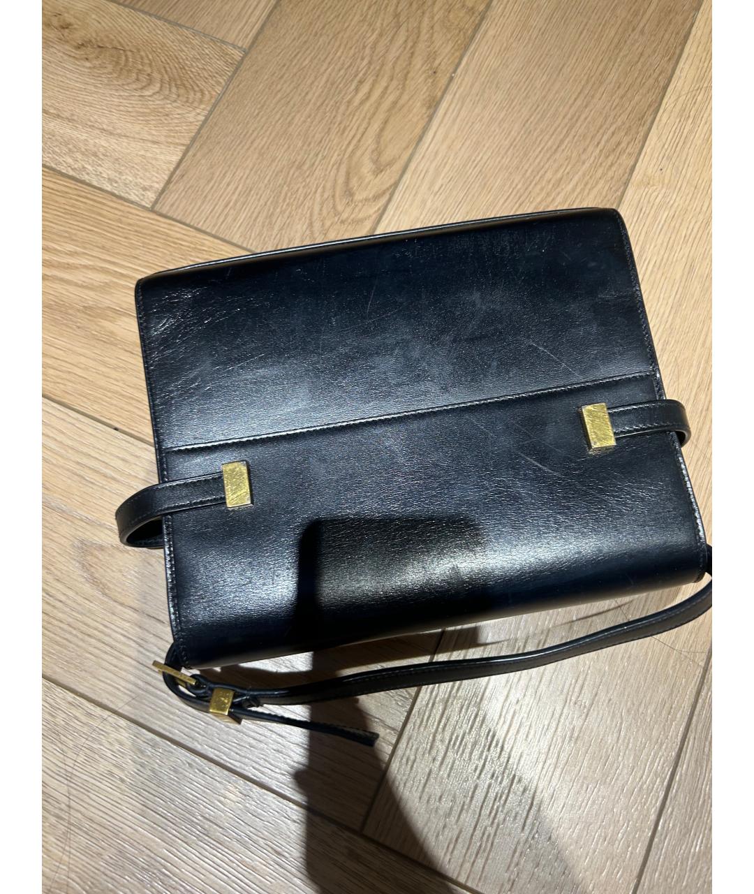 SAINT LAURENT Черная кожаная сумка с короткими ручками, фото 4