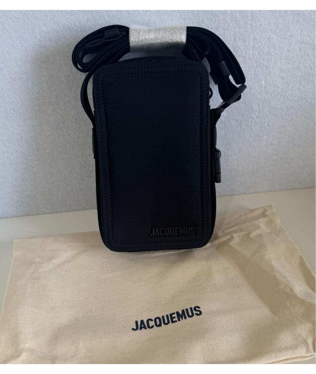 JACQUEMUS Черная тканевая сумка на плечо, фото 6