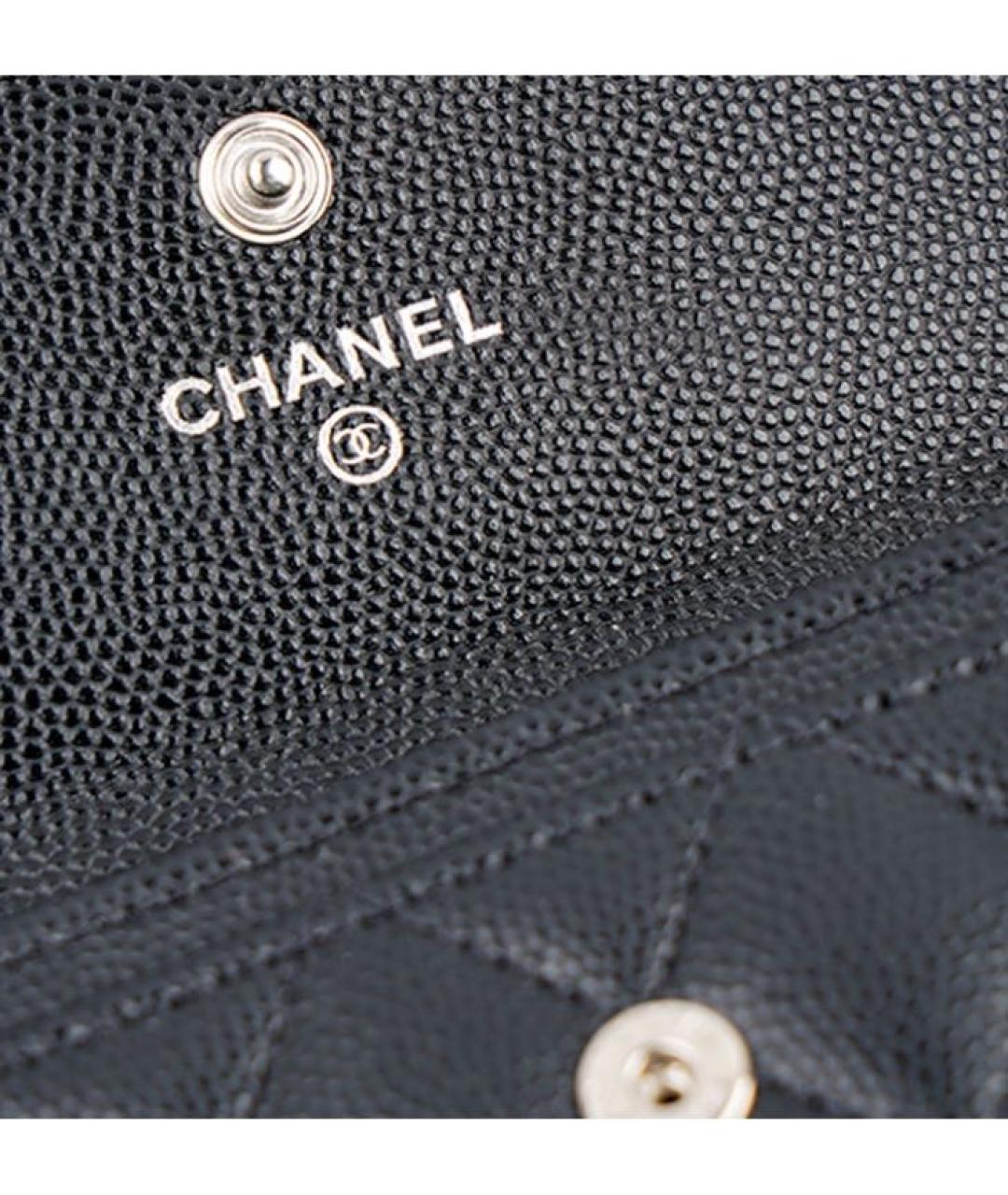 CHANEL Черный кожаный кошелек, фото 3