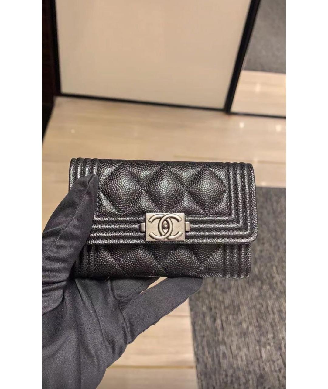 CHANEL Черный кожаный кошелек, фото 8