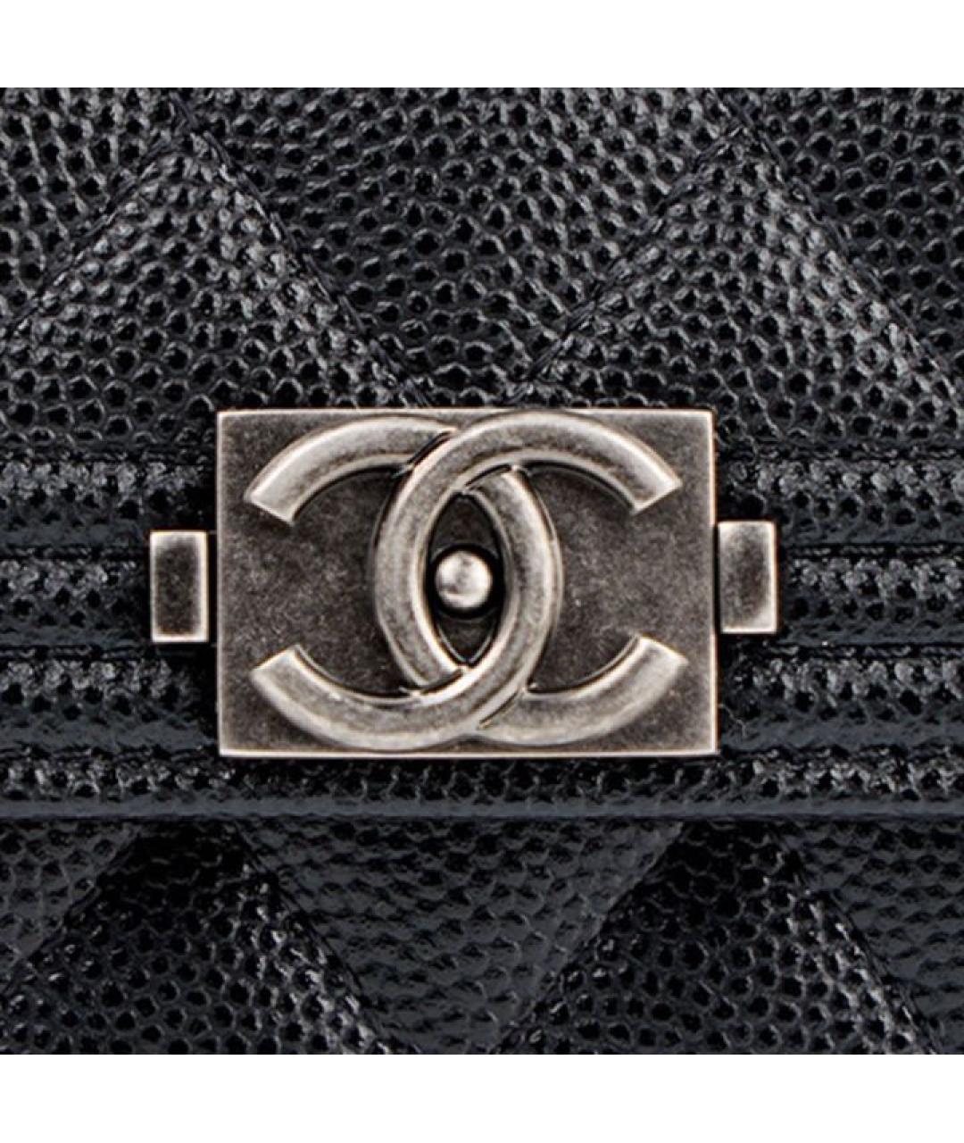 CHANEL Черный кожаный кошелек, фото 4
