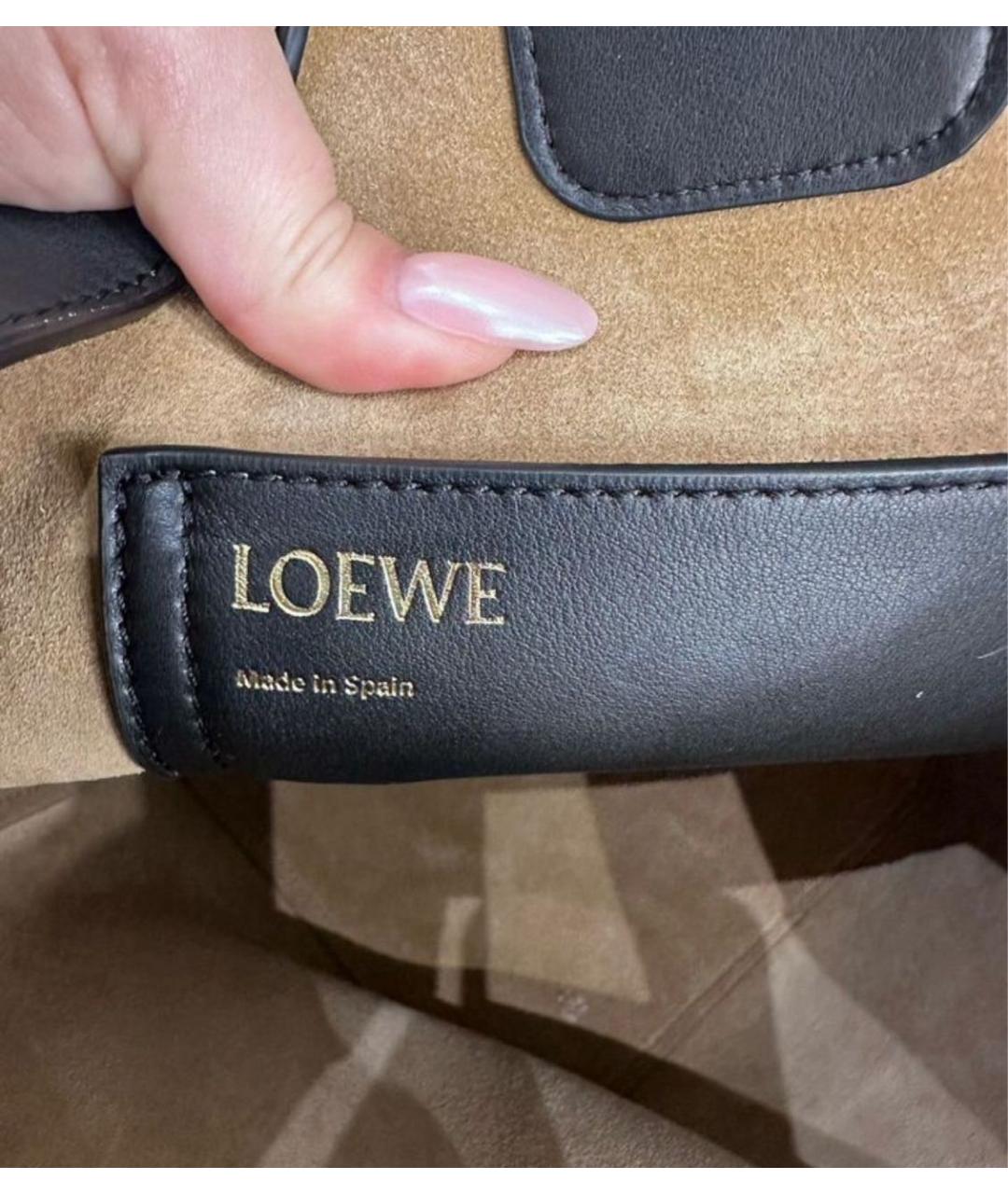LOEWE Черная кожаная сумка с короткими ручками, фото 6