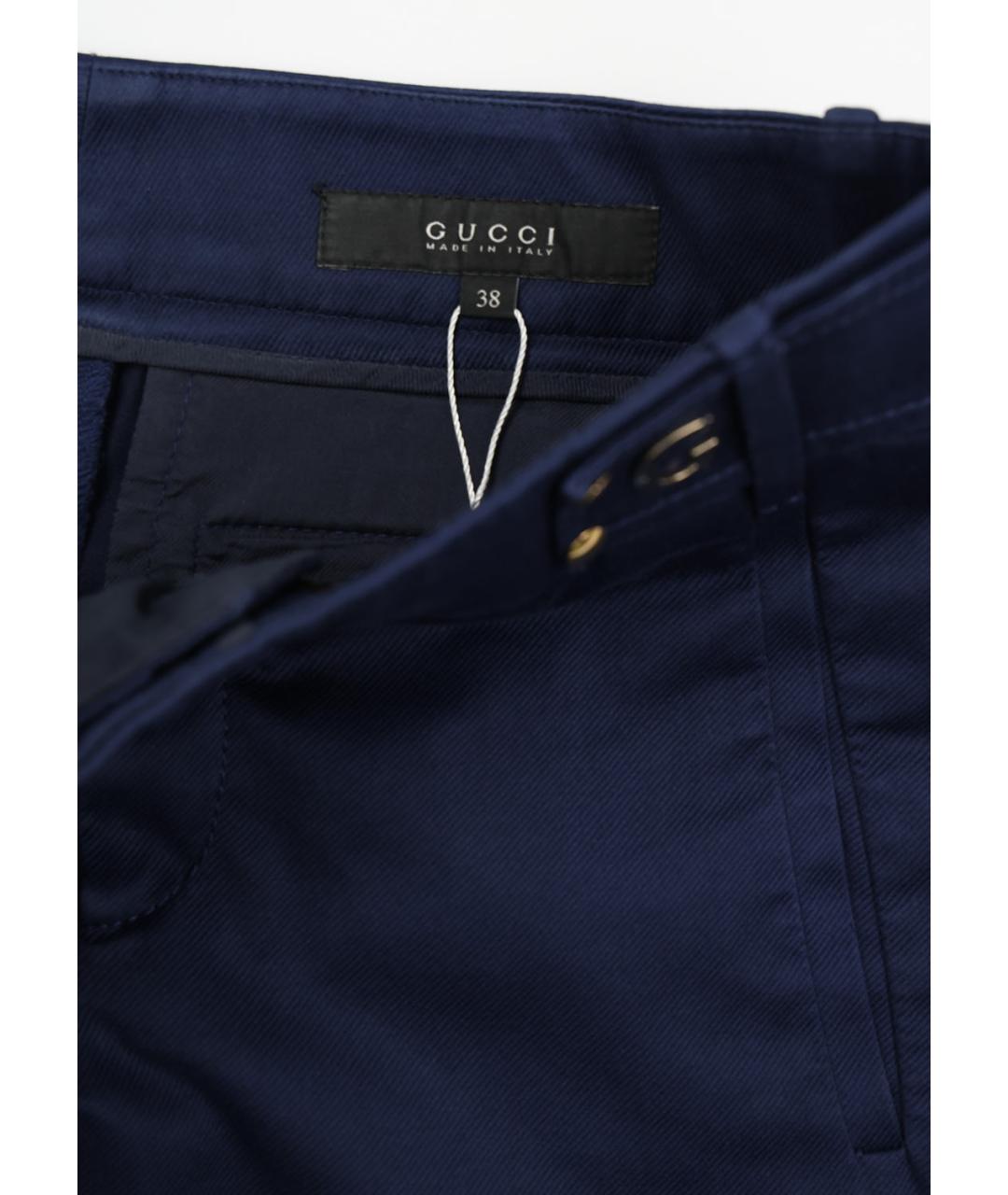 GUCCI Синие хлопковые брюки узкие, фото 5