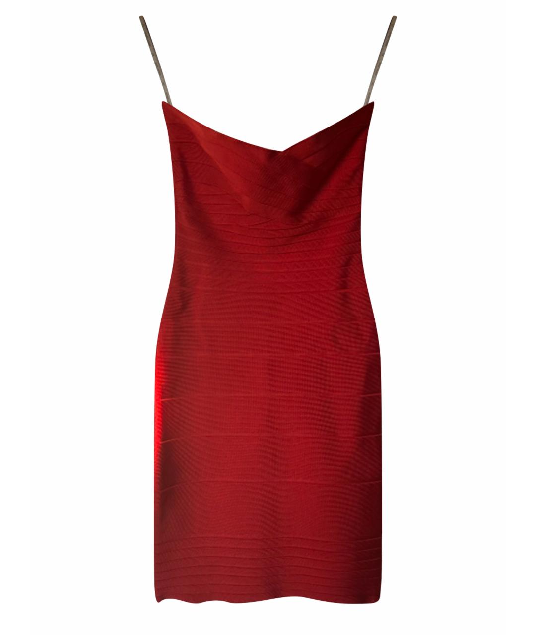 HERVE LEGER Красное вискозное коктейльное платье, фото 1
