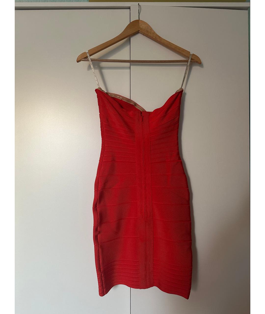 HERVE LEGER Красное вискозное коктейльное платье, фото 2