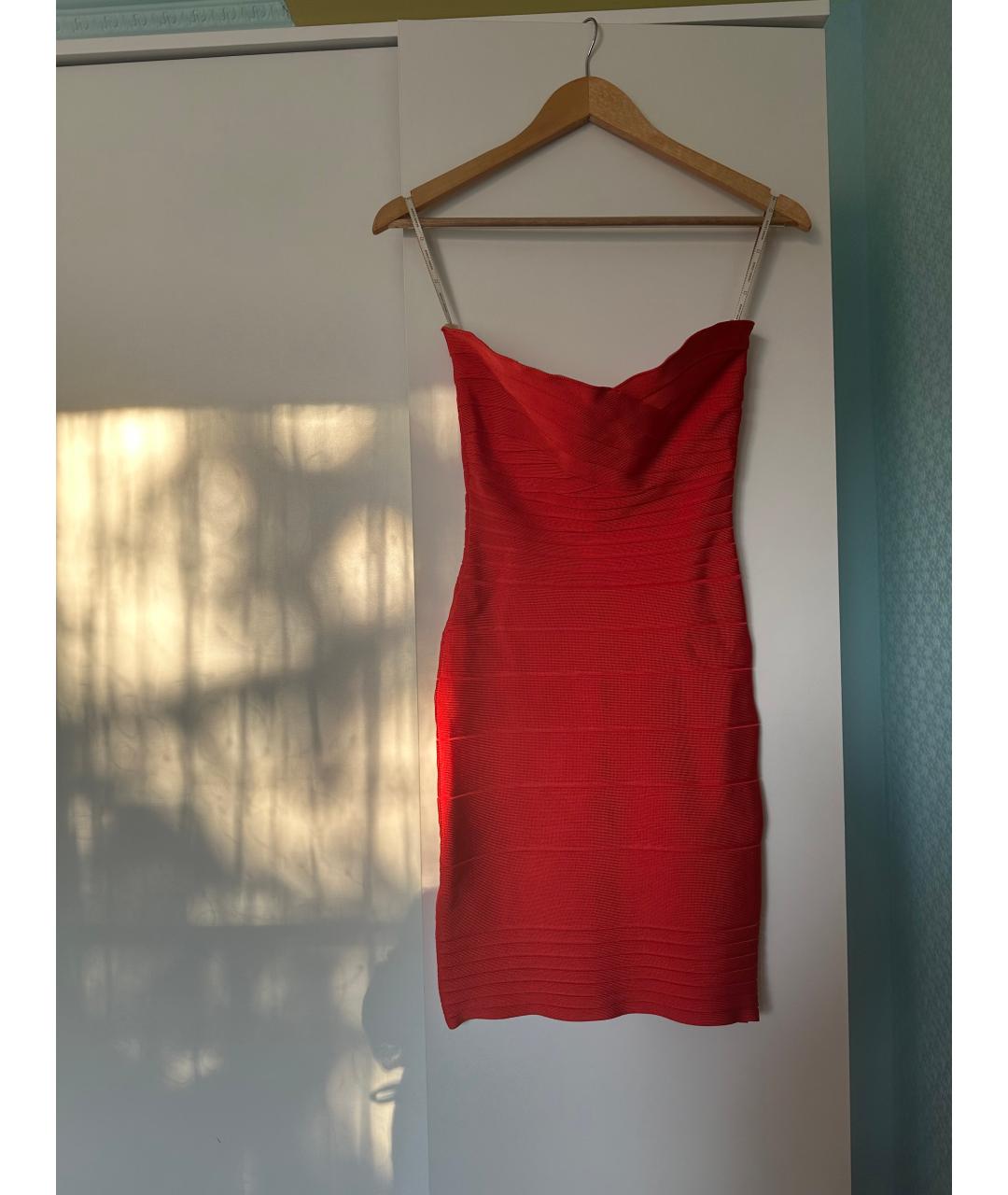 HERVE LEGER Красное вискозное коктейльное платье, фото 4
