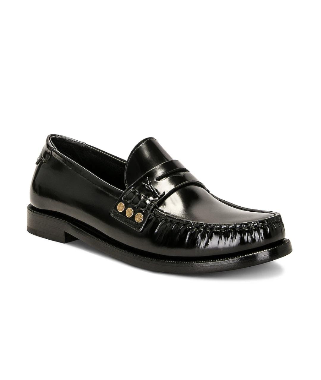 SAINT LAURENT Черные кожаные мокасины, фото 2
