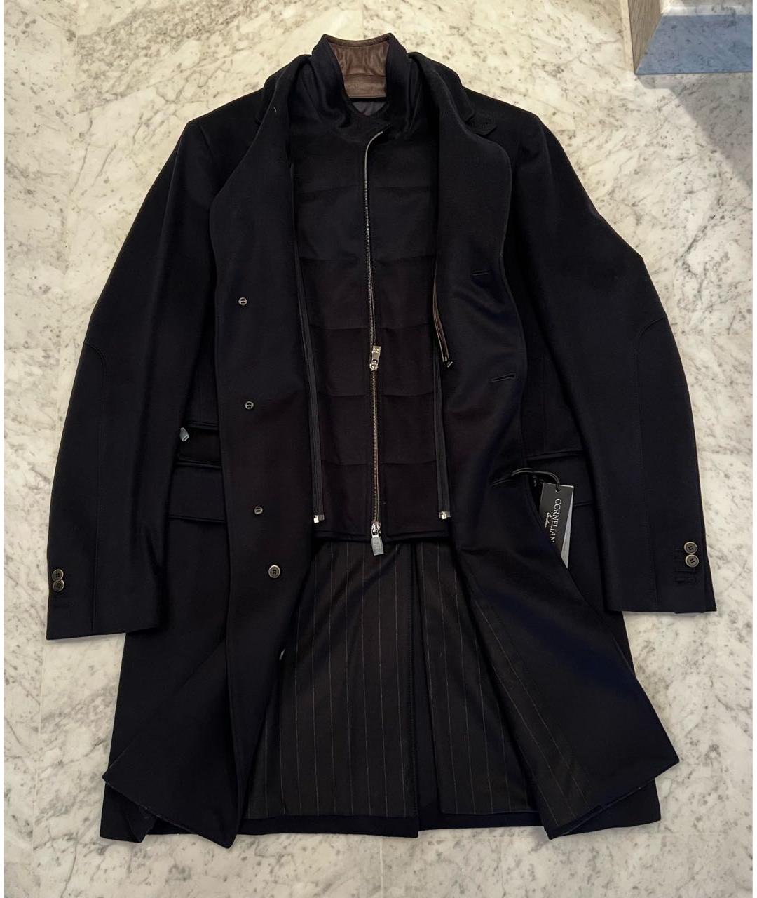 CORNELIANI Темно-синее шерстяное пальто, фото 3