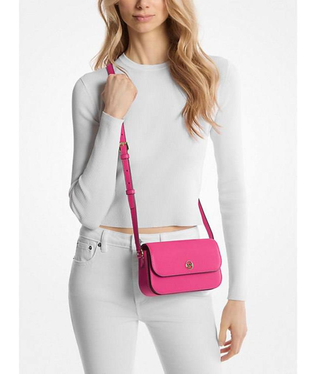 MICHAEL KORS Фуксия кожаная сумка через плечо, фото 3