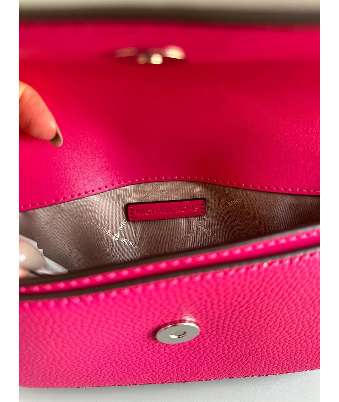 MICHAEL KORS Фуксия кожаная сумка через плечо, фото 4
