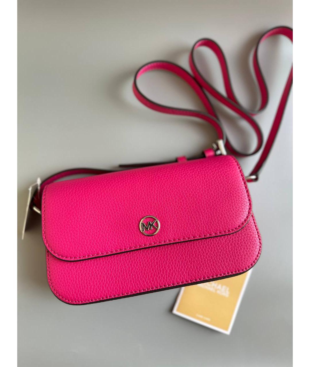 MICHAEL KORS Фуксия кожаная сумка через плечо, фото 6