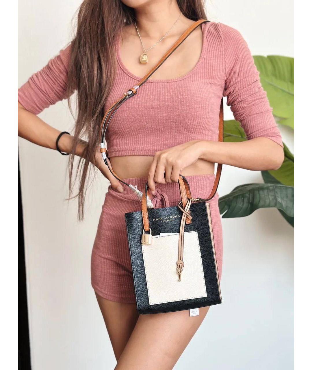 MARC JACOBS Черная кожаная сумка с короткими ручками, фото 3