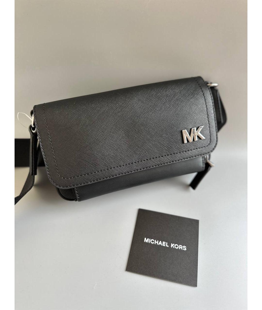 MICHAEL KORS Черная кожаная сумка на плечо, фото 4