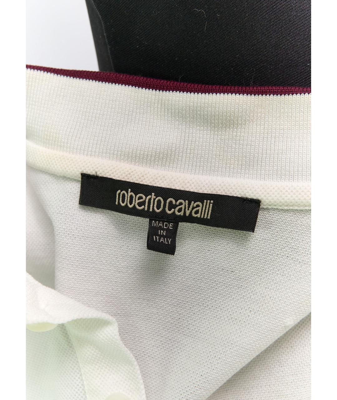 ROBERTO CAVALLI Белое хлопковое поло с коротким рукавом, фото 3