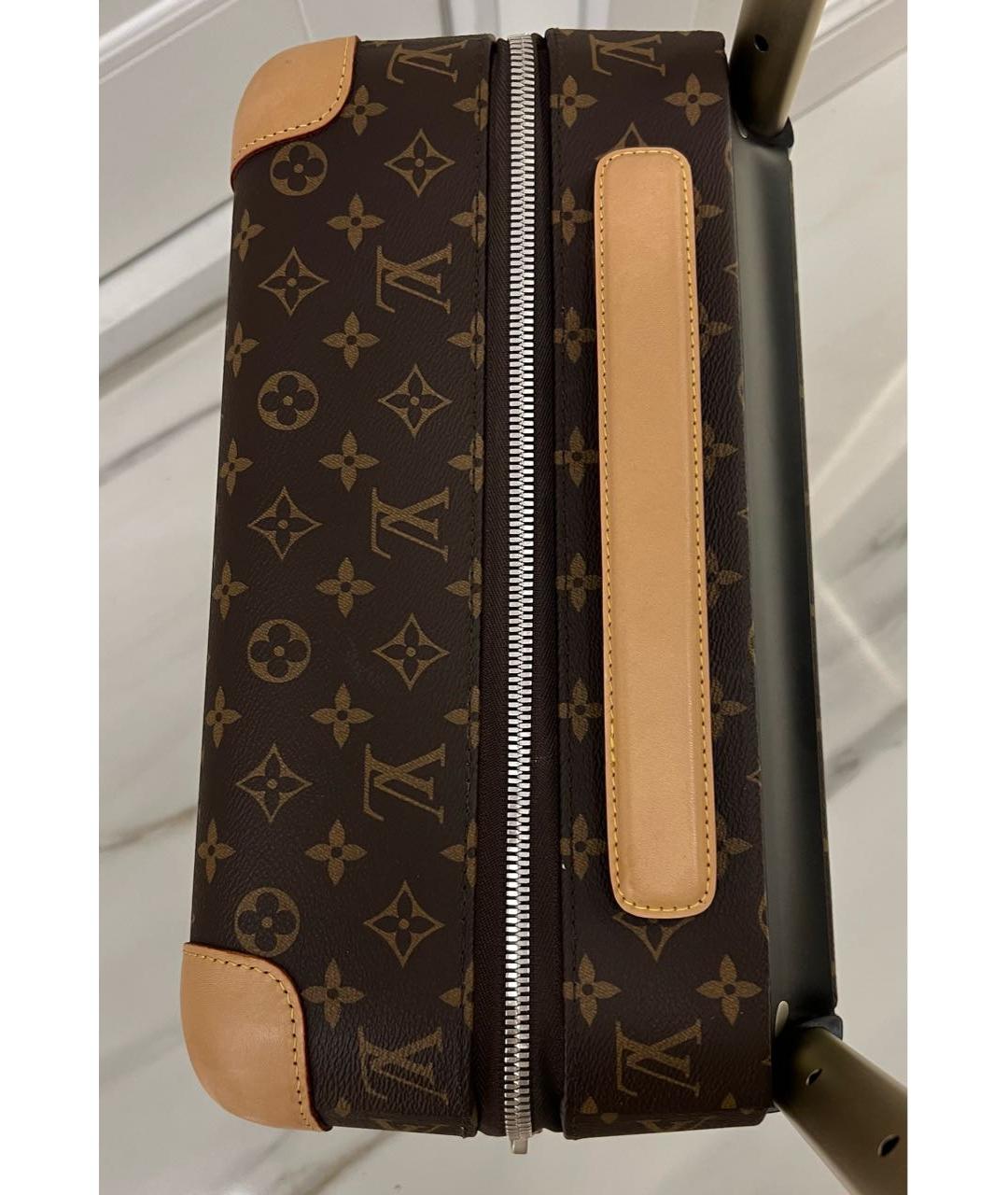 LOUIS VUITTON Коричневый кожаный чемодан, фото 6