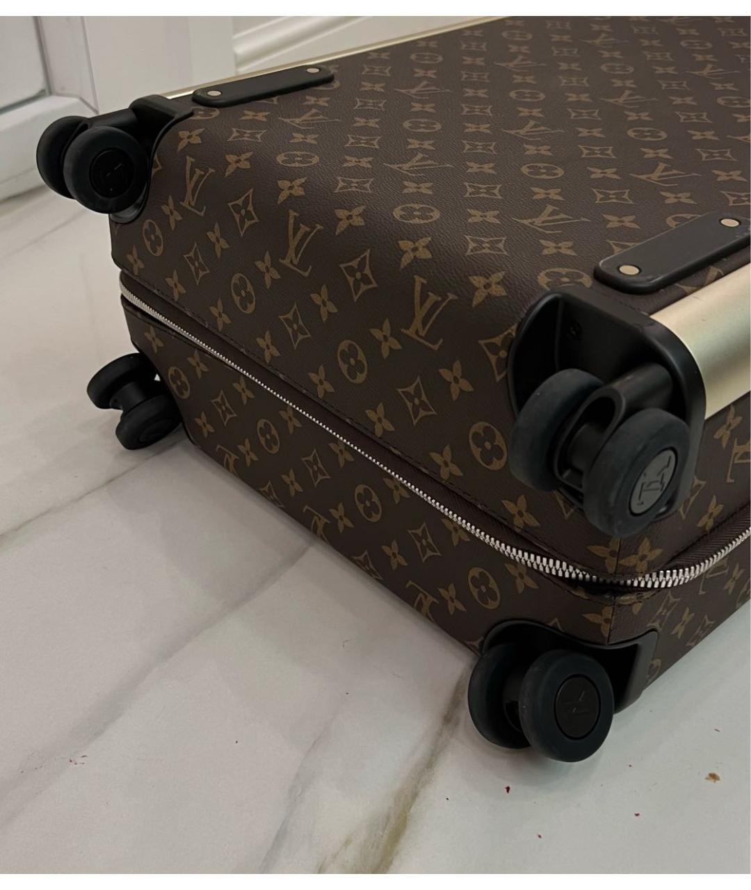 LOUIS VUITTON Коричневый кожаный чемодан, фото 2