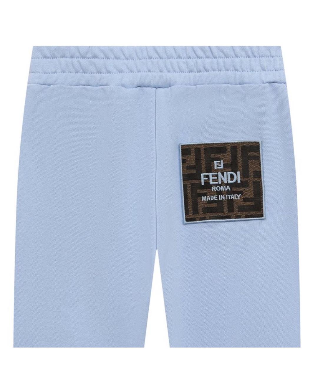 FENDI KIDS Голубые хлопковые брюки и шорты, фото 3