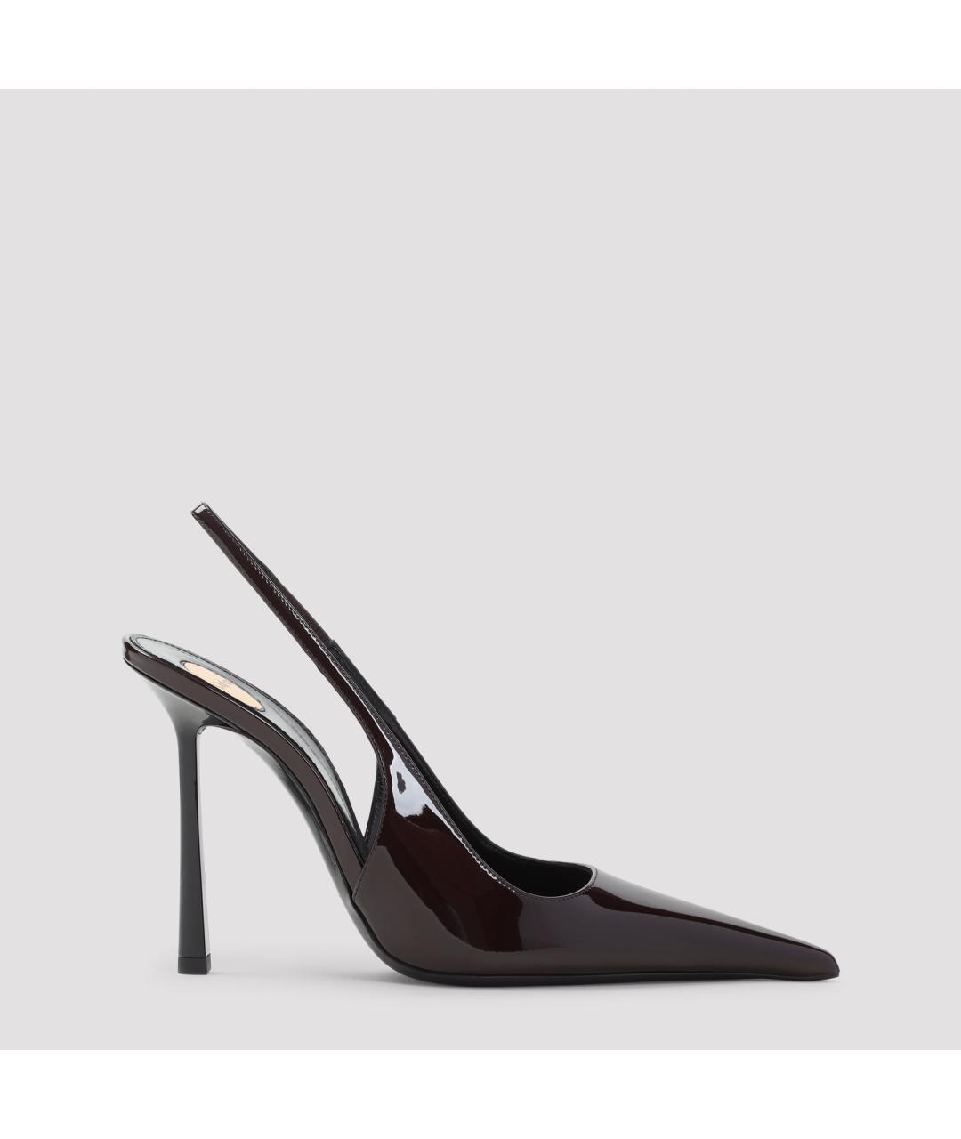SAINT LAURENT Коричневые кожаные туфли, фото 2