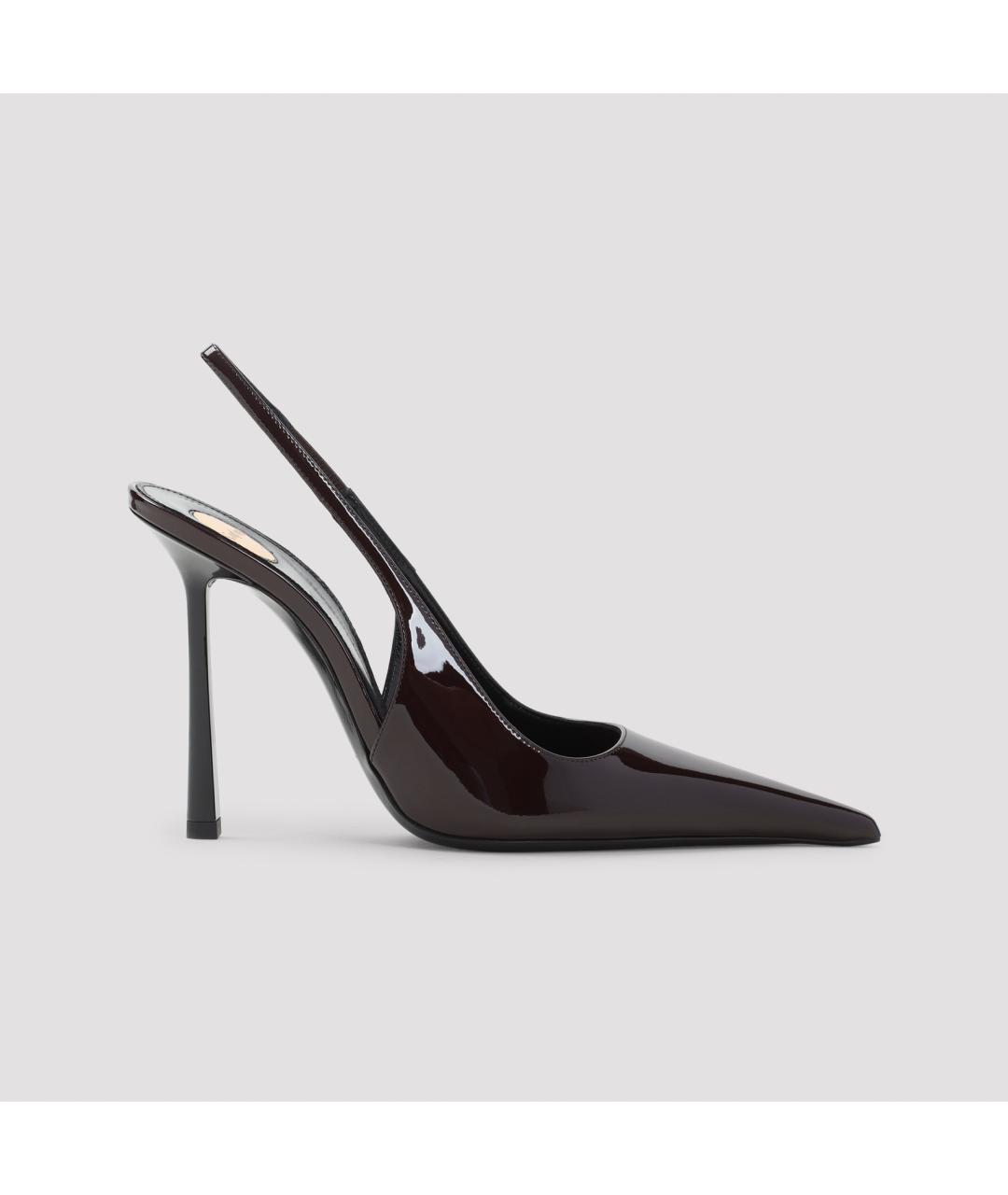 SAINT LAURENT Коричневые кожаные туфли, фото 3