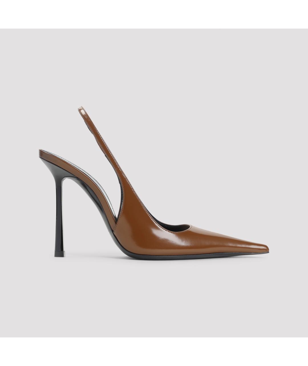 SAINT LAURENT Коричневые кожаные туфли, фото 3