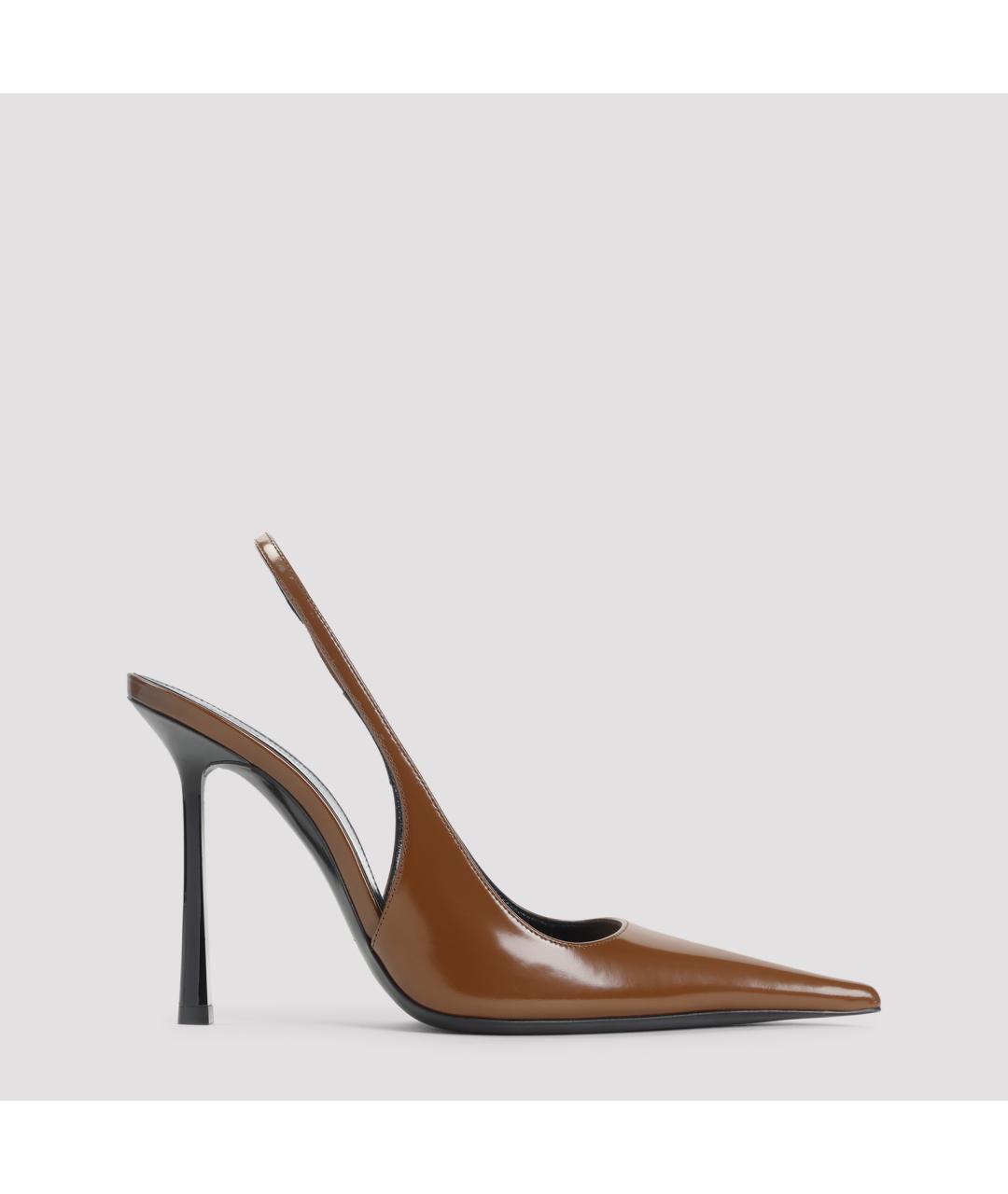 SAINT LAURENT Коричневые кожаные туфли, фото 2