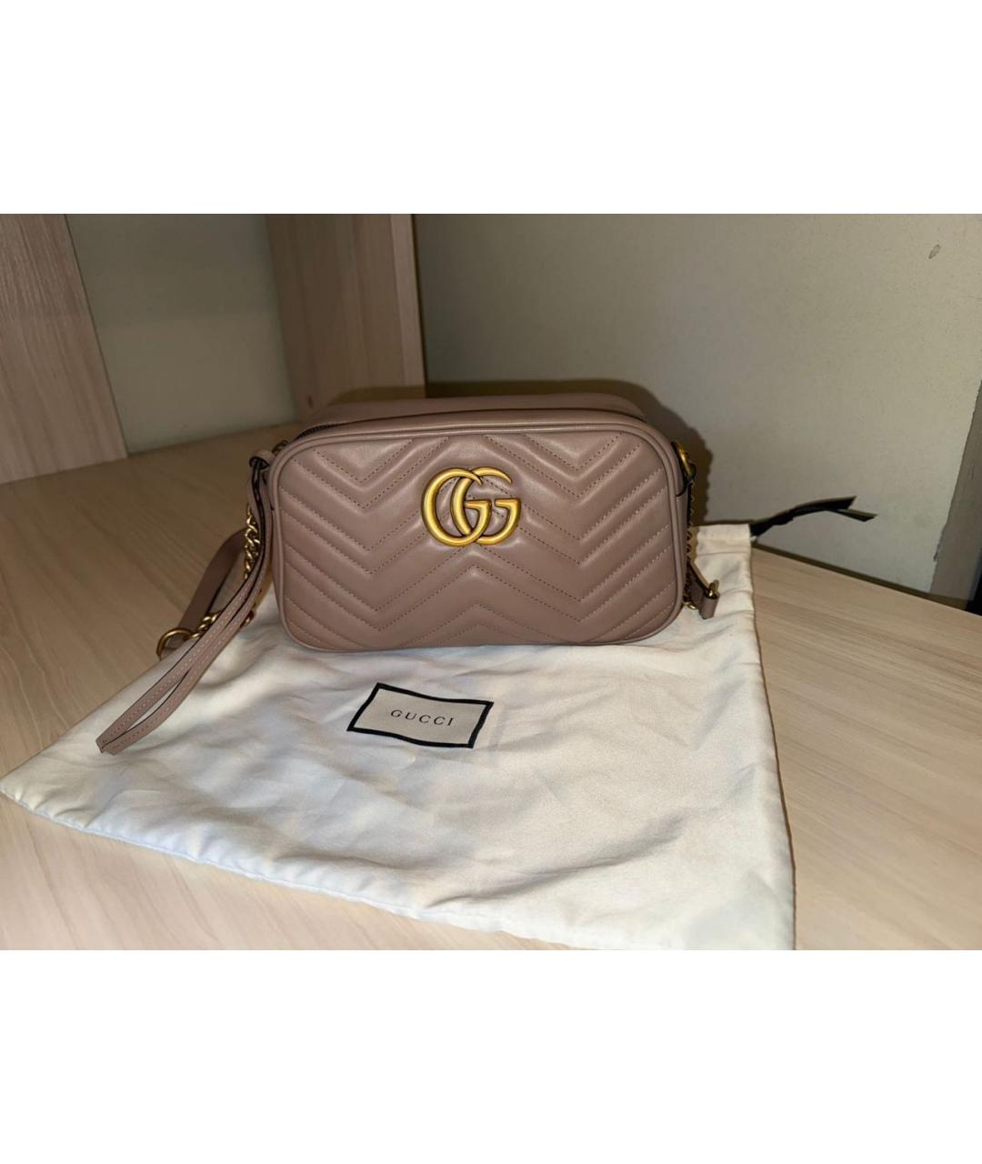GUCCI Бежевая кожаная сумка через плечо, фото 3