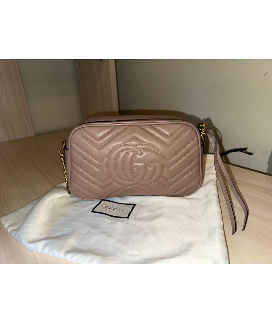 GUCCI Бежевая кожаная сумка через плечо, фото 2