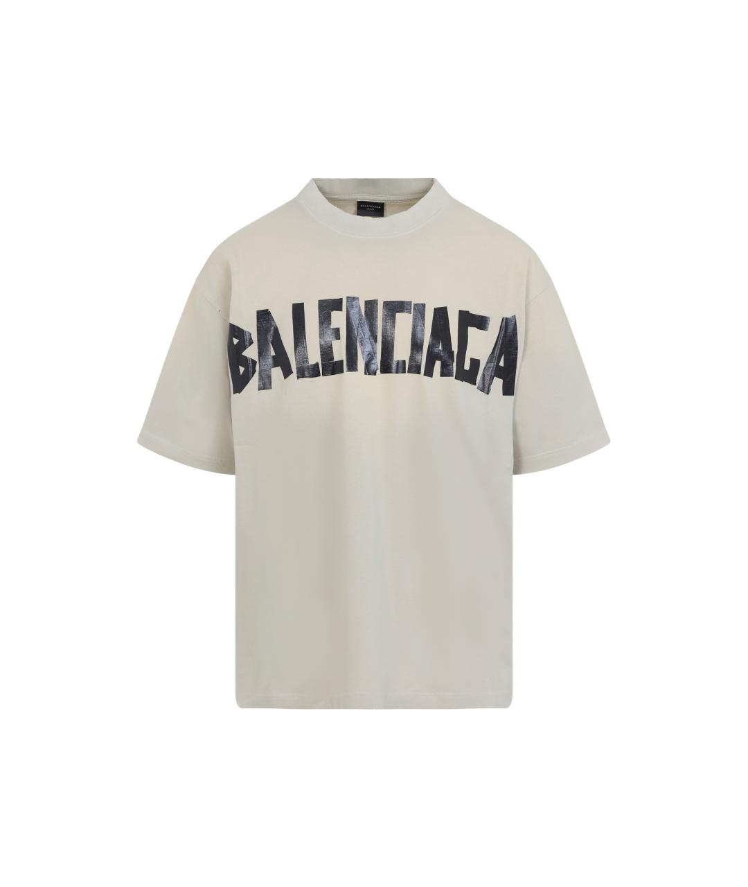 BALENCIAGA Бежевая хлопковая футболка, фото 1