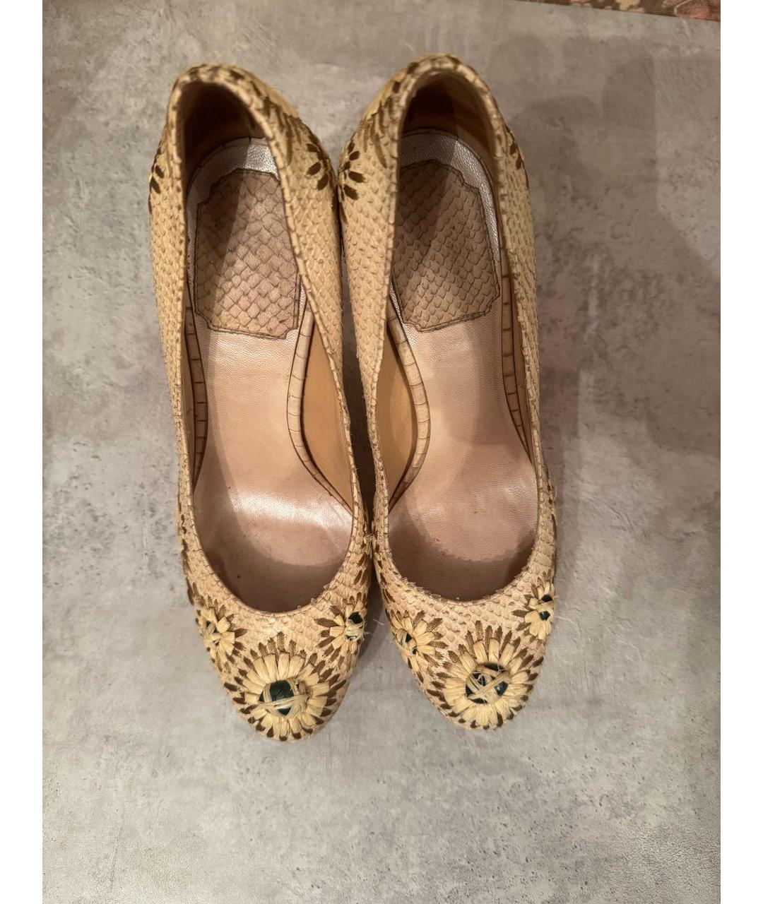 CHRISTIAN DIOR Бежевые туфли из экзотической кожи, фото 3