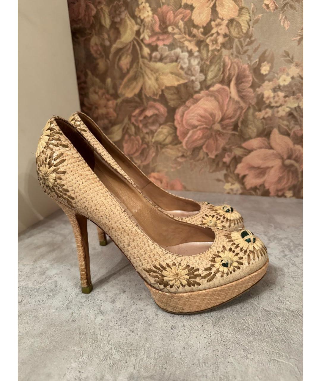 CHRISTIAN DIOR Бежевые туфли из экзотической кожи, фото 6