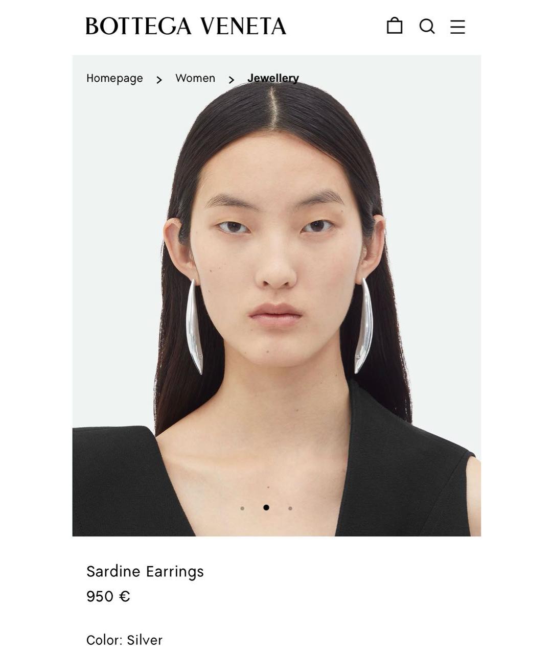 BOTTEGA VENETA Серебряные серебряные серьги, фото 6