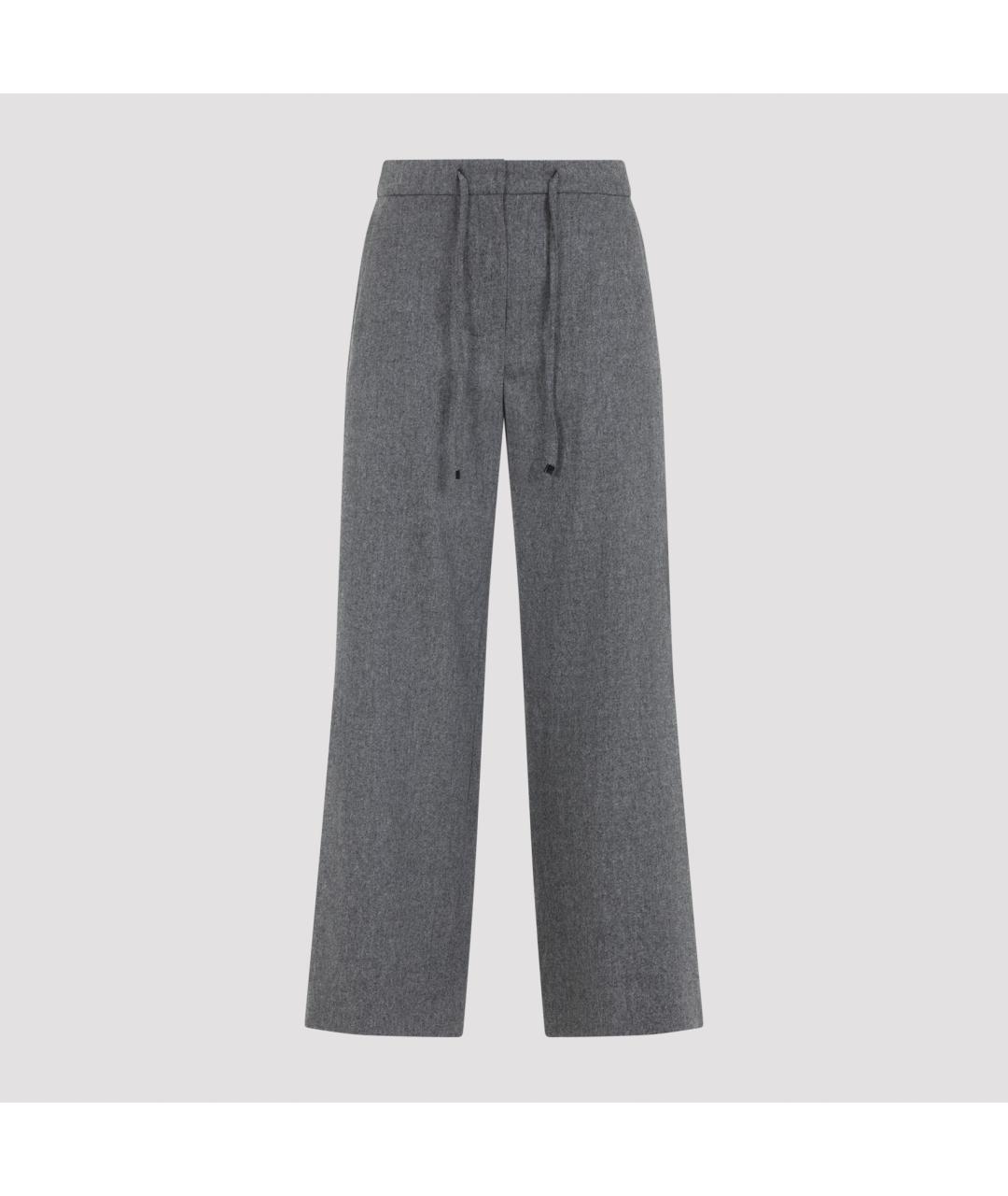 'S MAX MARA Серые шерстяные прямые брюки, фото 2