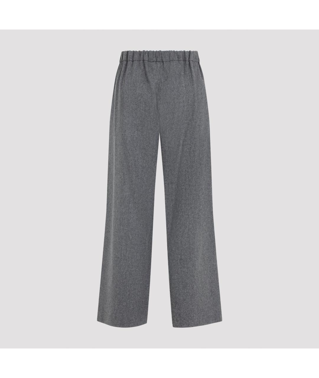 'S MAX MARA Серые шерстяные прямые брюки, фото 3