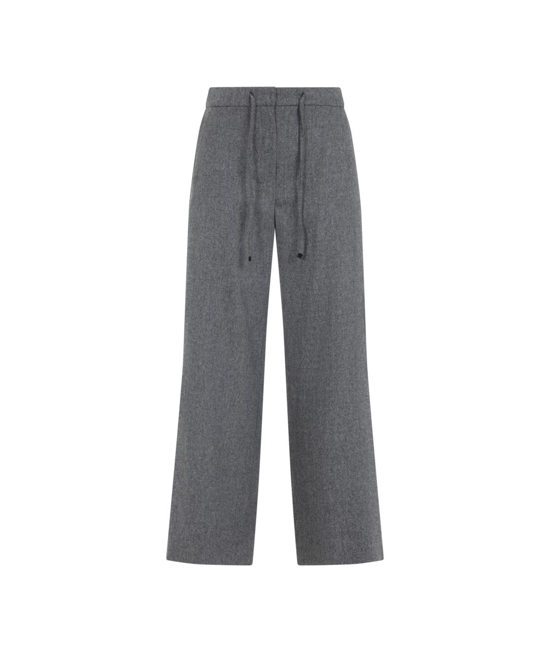 'S MAX MARA Серые шерстяные прямые брюки, фото 1
