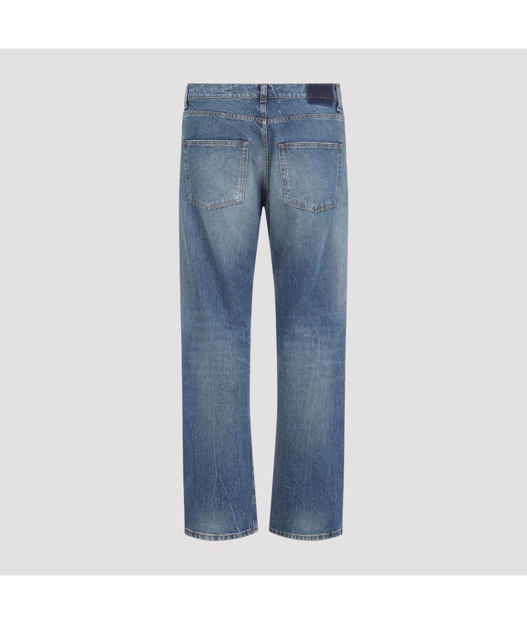 MAISON MARGIELA Голубые хлопковые прямые джинсы, фото 3
