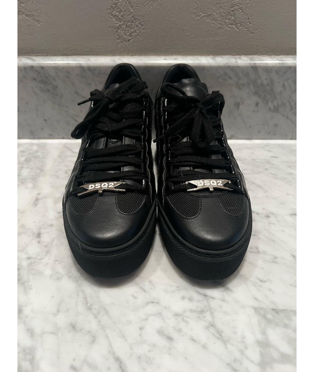 DSQUARED2 Черные кожаные кроссовки, фото 2
