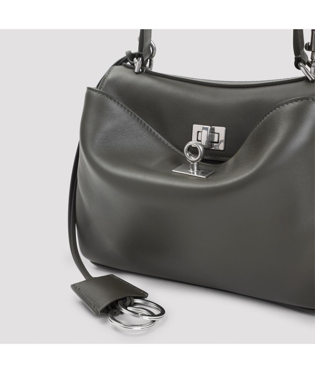 BALENCIAGA Хаки кожаная сумка тоут, фото 5