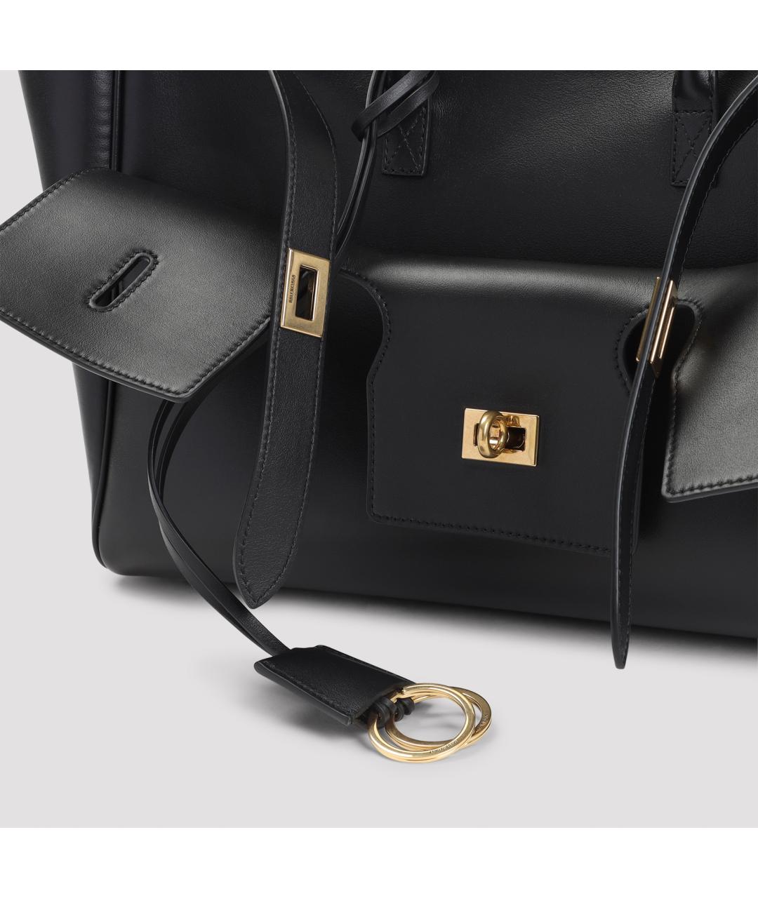 BALENCIAGA Черная кожаная сумка тоут, фото 5