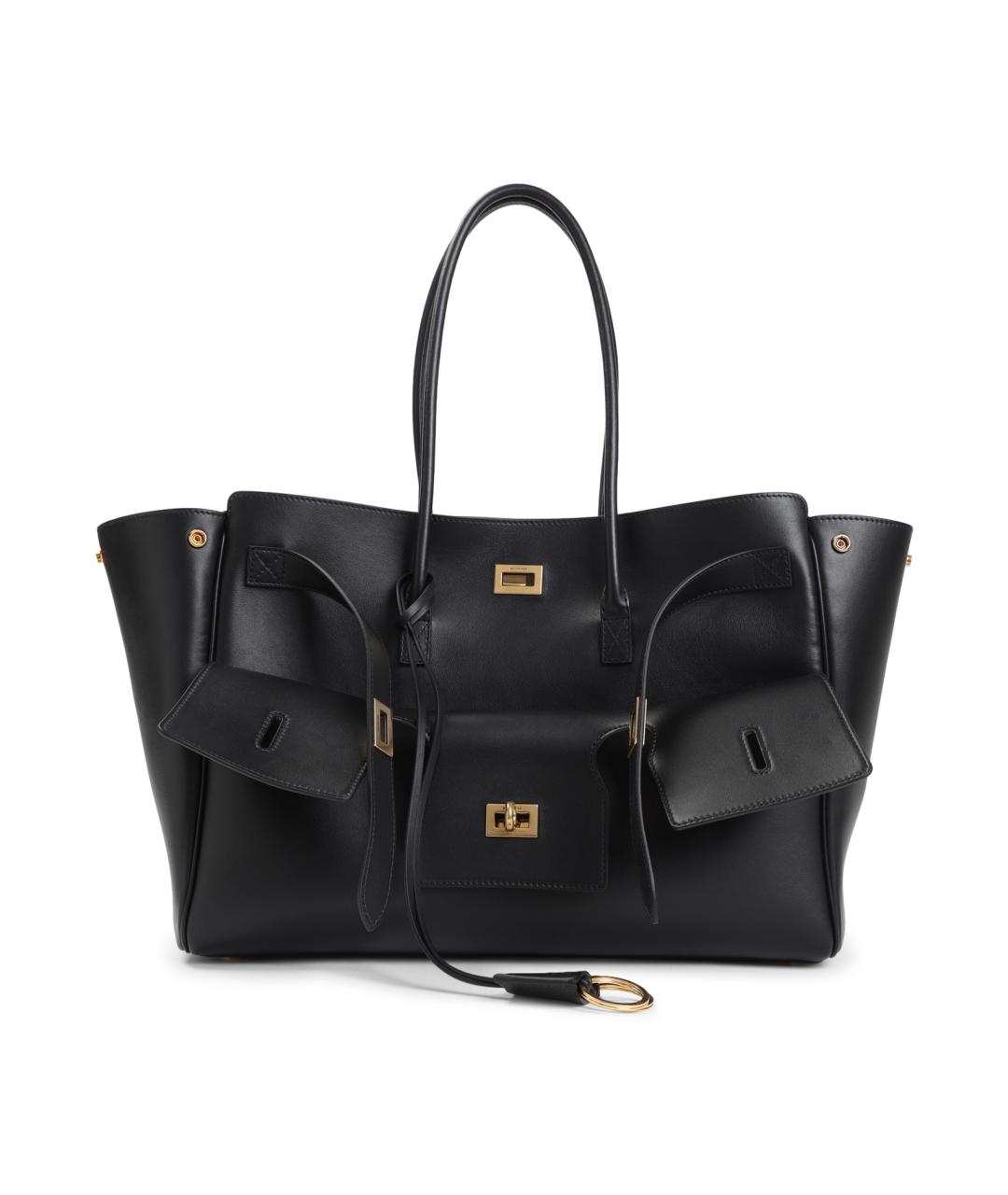 BALENCIAGA Черная кожаная сумка тоут, фото 1