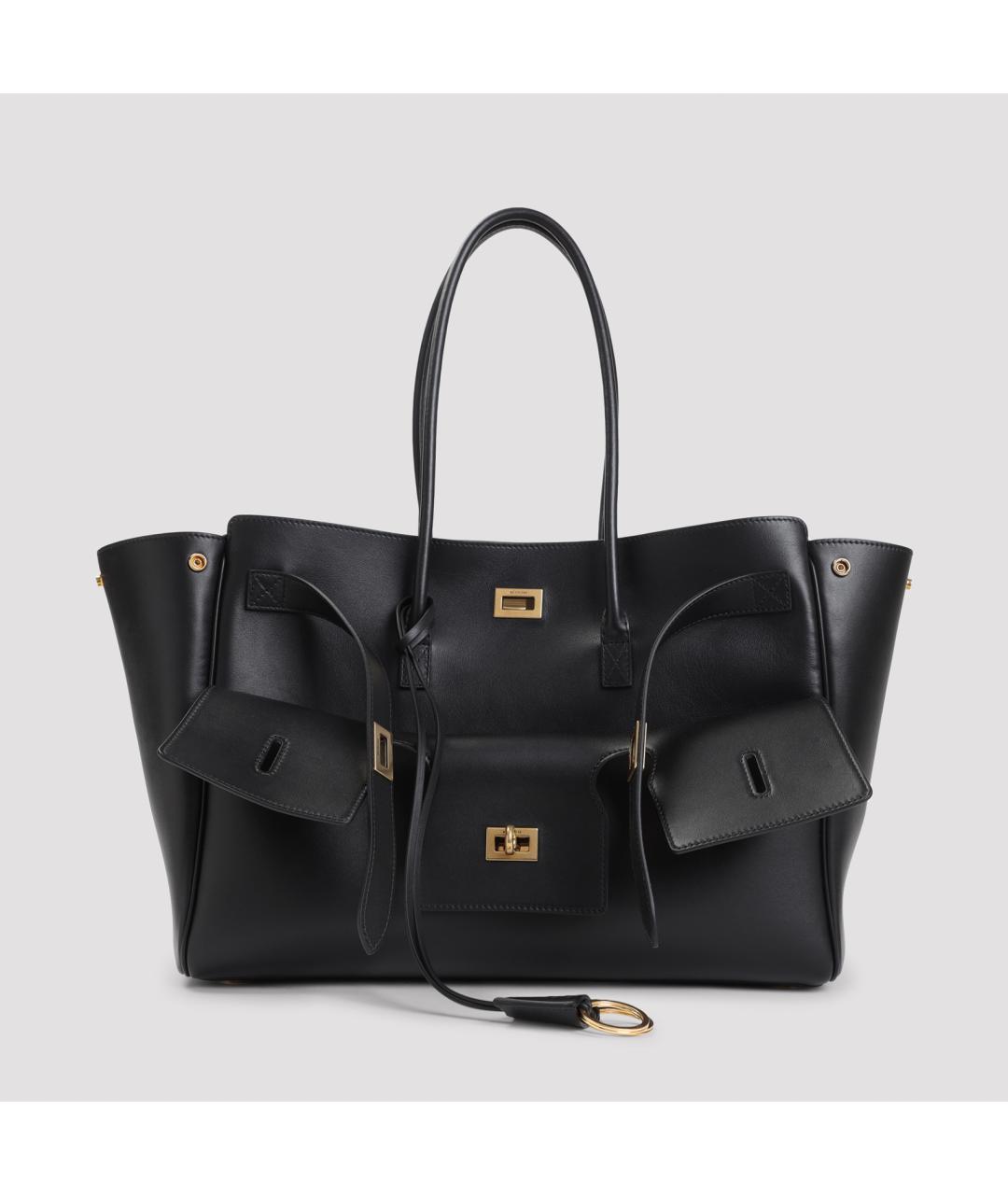 BALENCIAGA Черная кожаная сумка тоут, фото 2