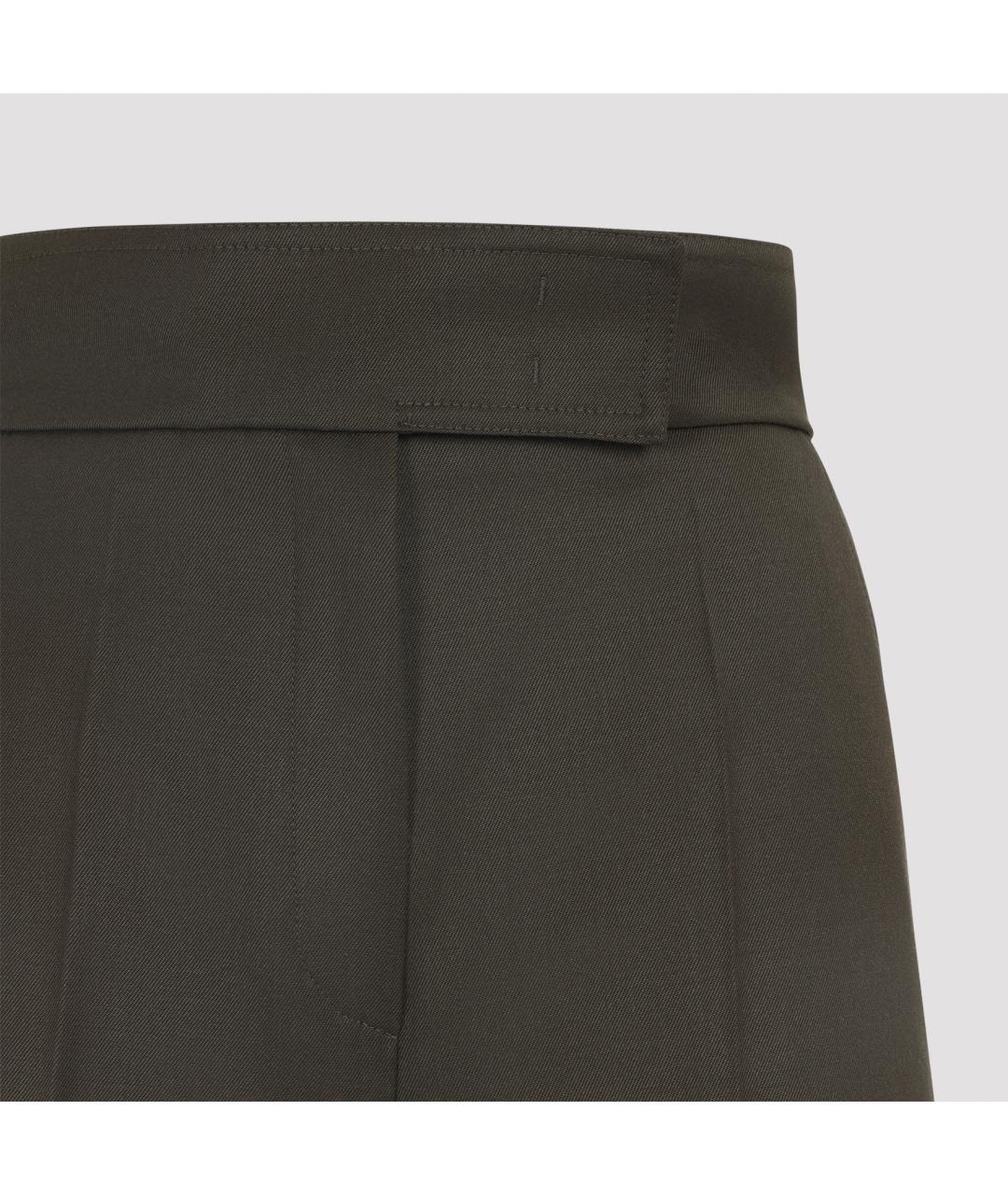 MAX MARA Зеленые шерстяные прямые брюки, фото 4