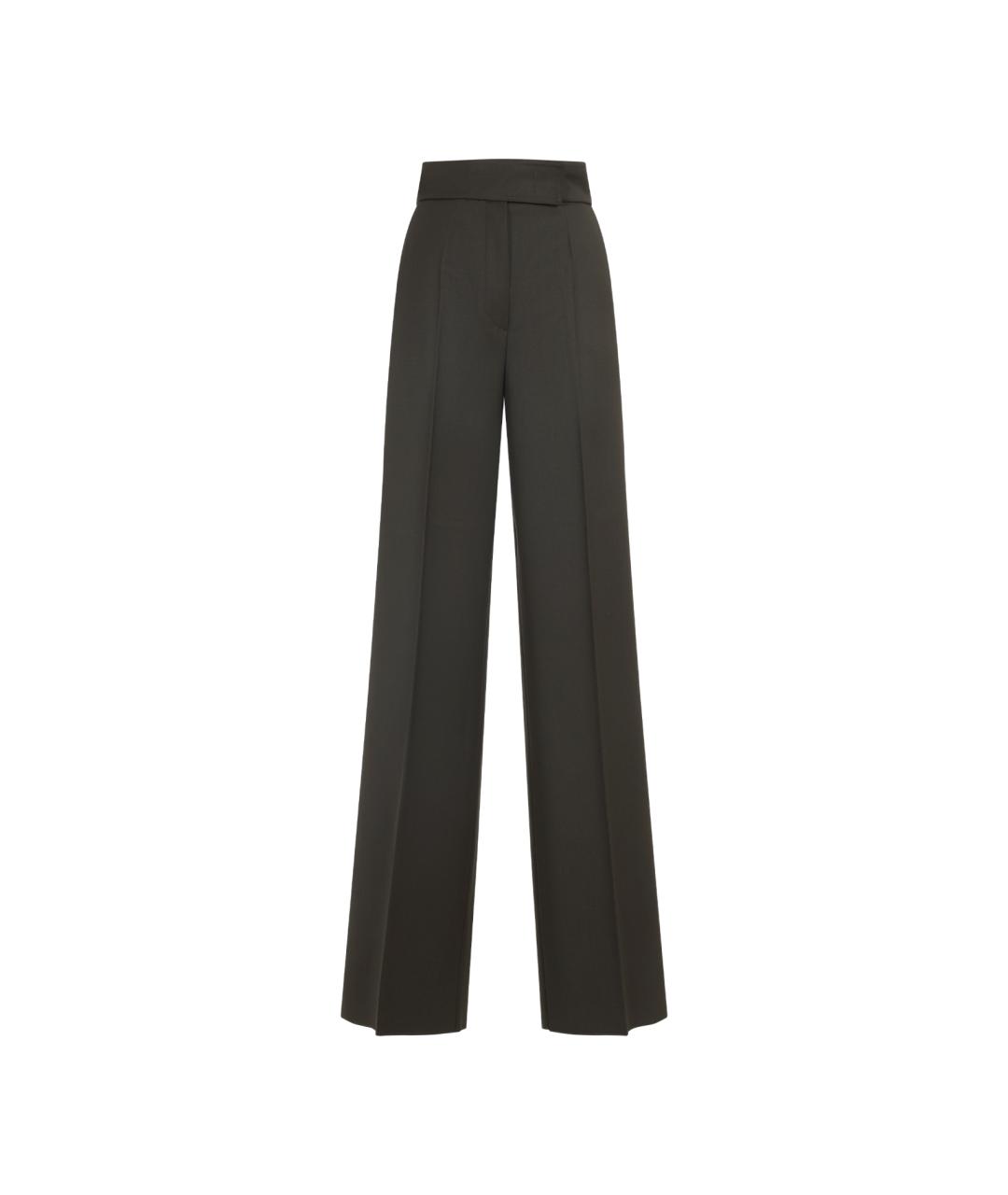 MAX MARA Зеленые шерстяные прямые брюки, фото 1