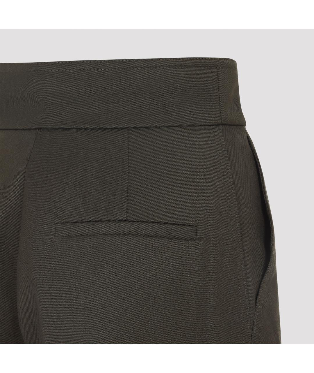 MAX MARA Зеленые шерстяные прямые брюки, фото 5