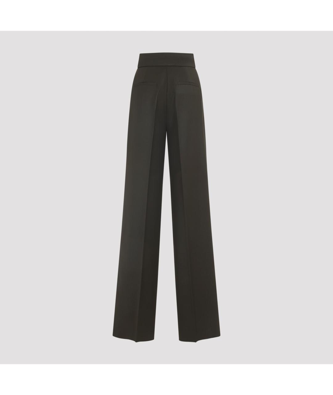 MAX MARA Зеленые шерстяные прямые брюки, фото 3